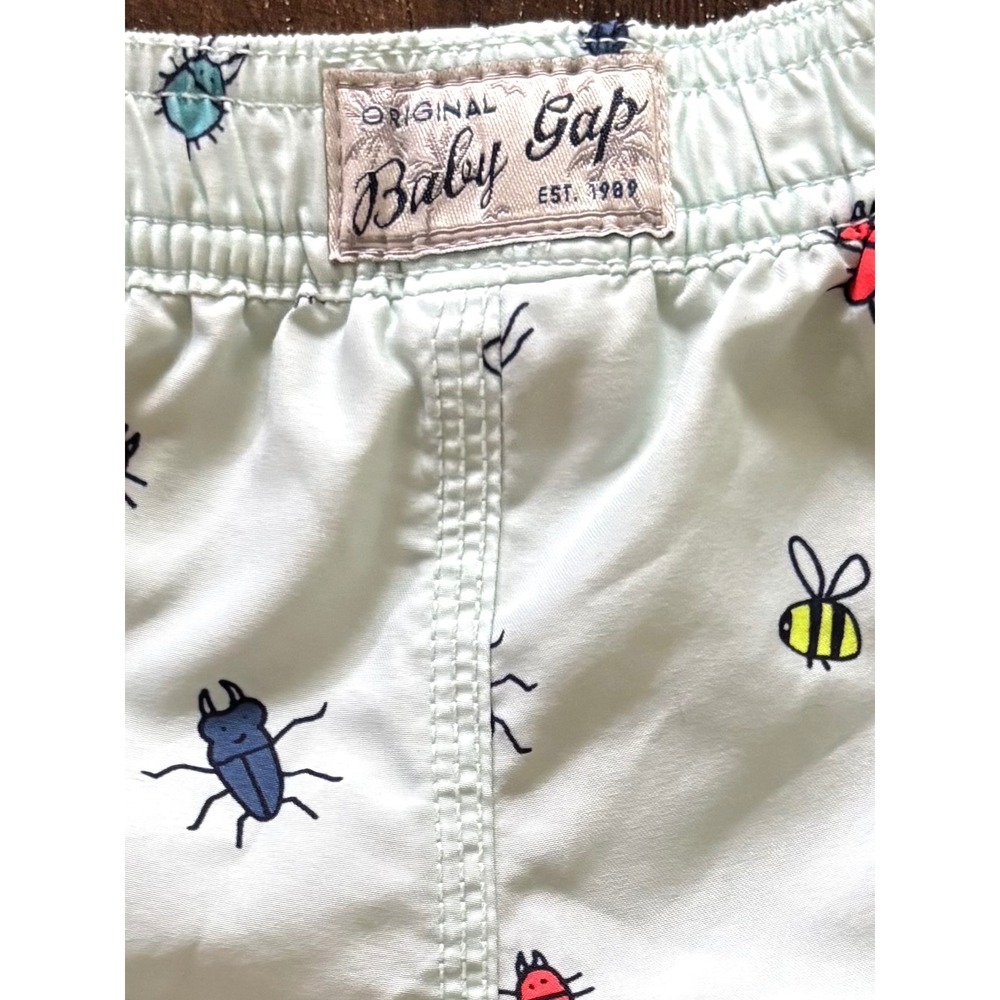 Baby Gap Mint Green Bug Print Swim Trunks Board Shorts 0-6 Months - Picture 4 of 5